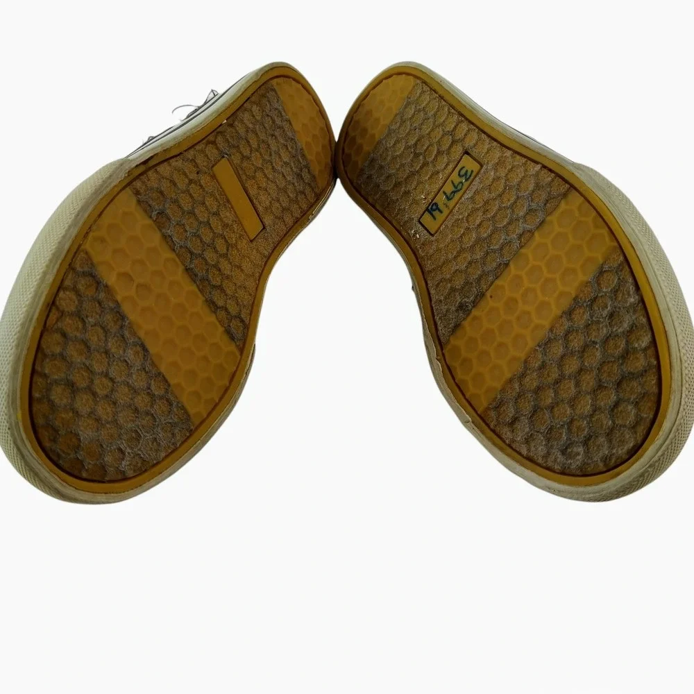 GAP Slip On Shoes Kids Sz 11 Brown Frayed Canvas Distressed‎ Plaid Lined Loafers
